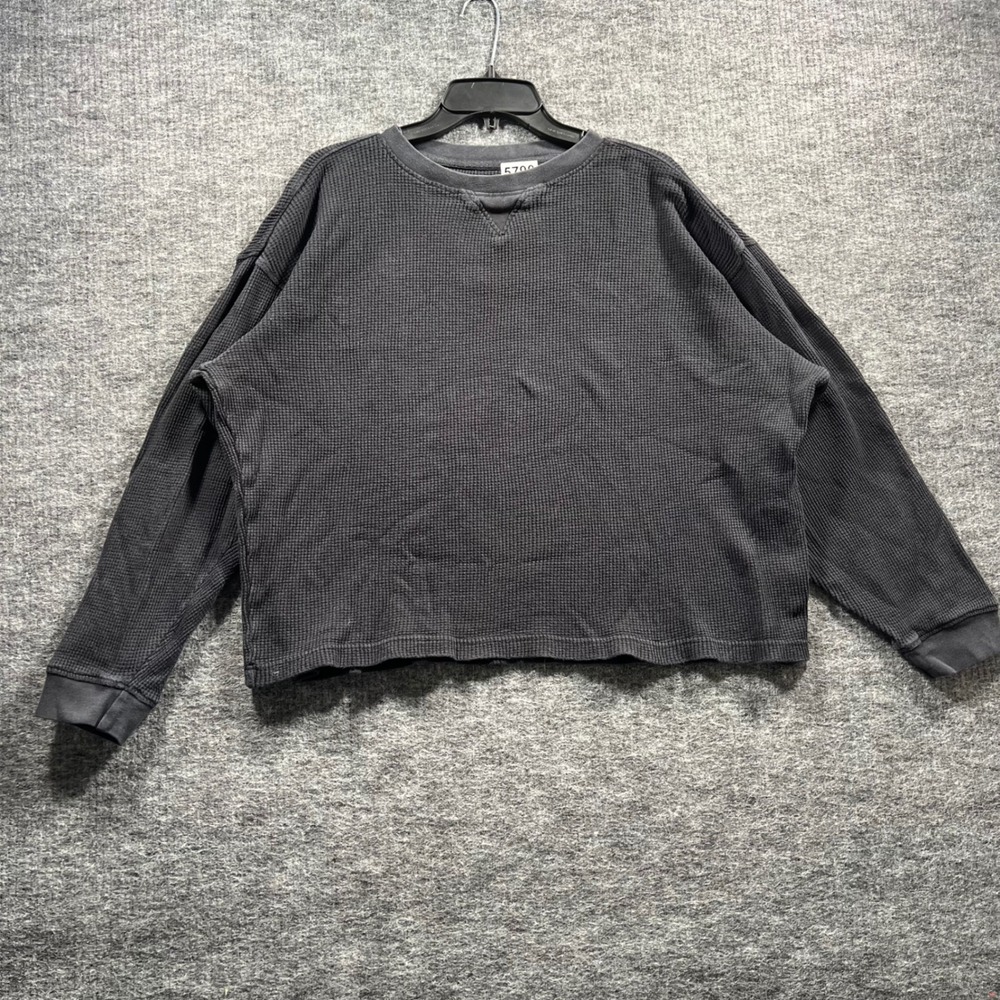 Craftsman Mens Large Charcoal Gray Waffle Knit Thermal Long Sleeve Shirt